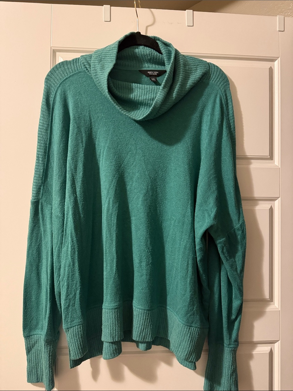 Teal Cowl Neck Pullover Sweater